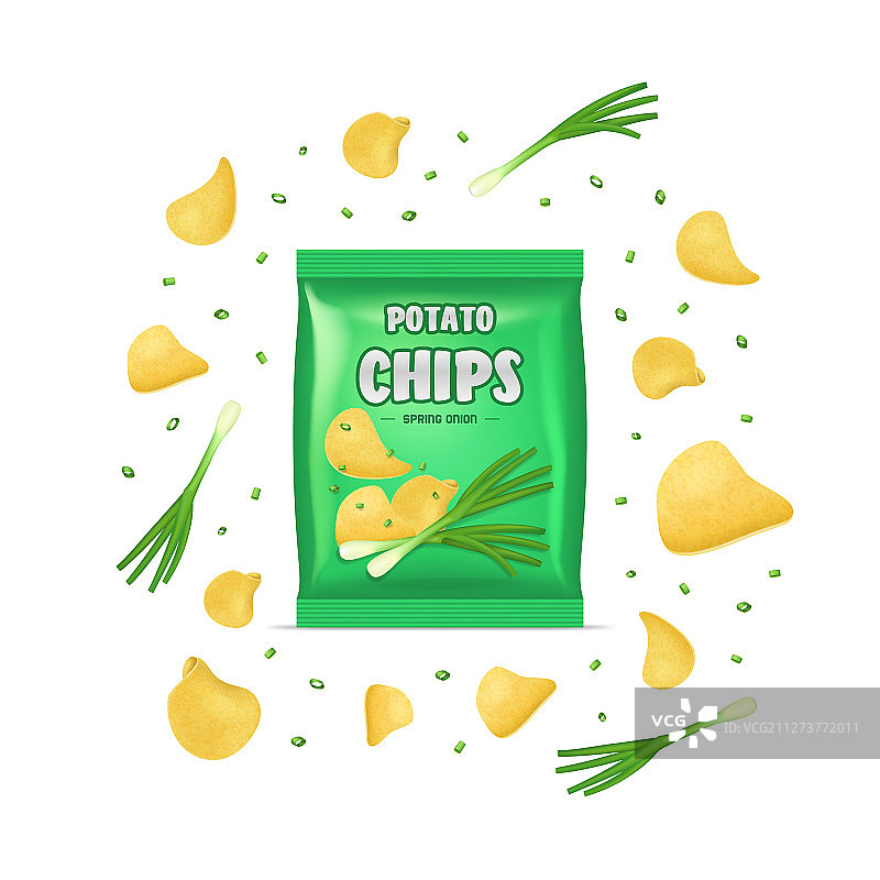 逼真的3D薯片广告袋图片素材