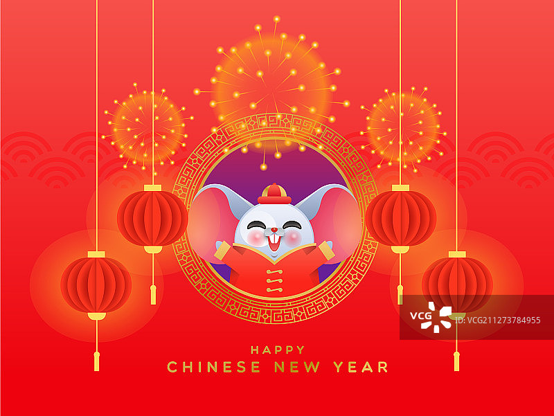 2020中国新年可爱老鼠贺卡图片素材