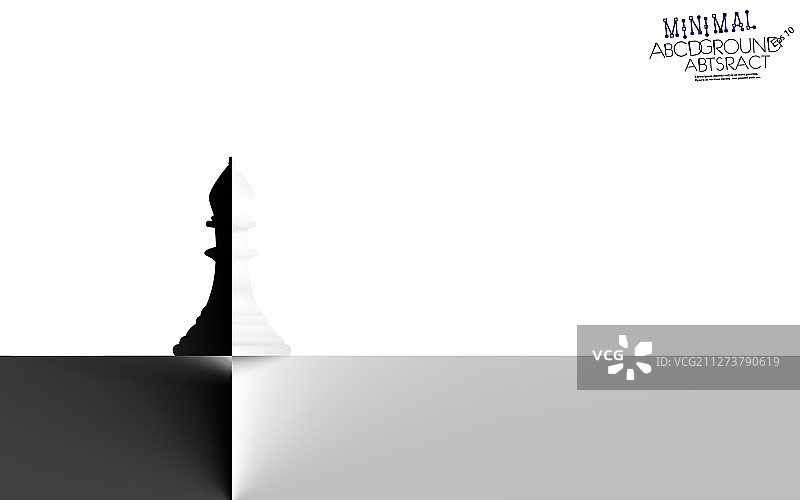 极简对比白色或黑色国际象棋主教图片素材