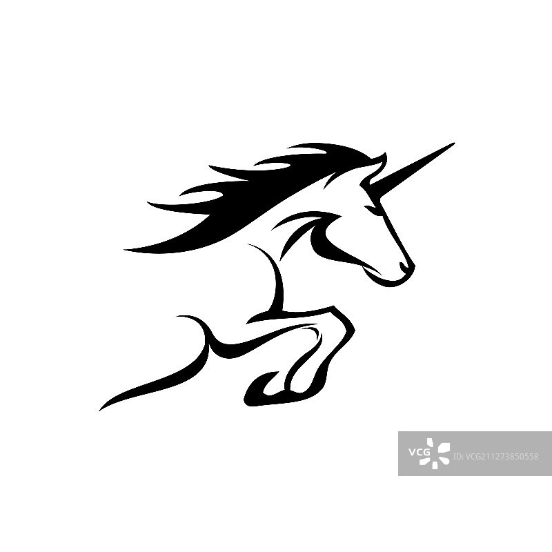时尚独角兽剪影图标图片素材
