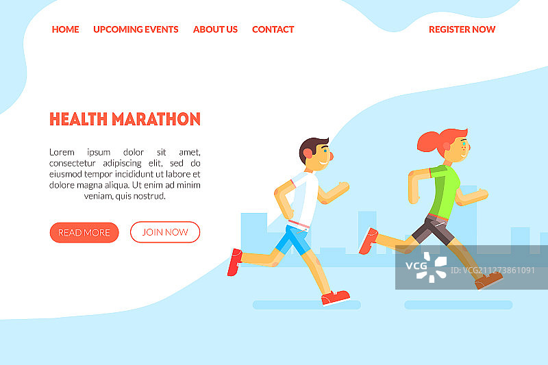健康马拉松着陆页模板图片素材