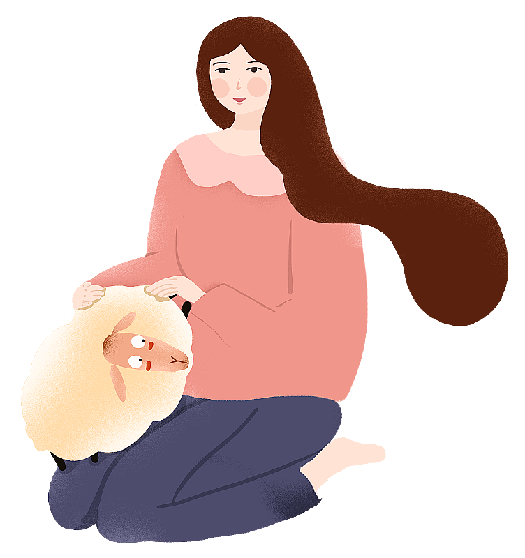 女人和绵羊图片素材