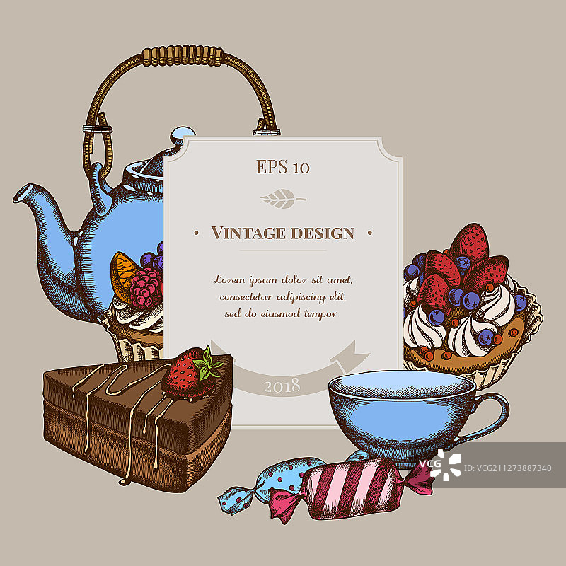 彩色糖果纸杯蛋糕徽章设计图片素材