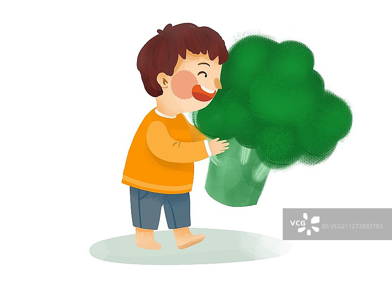 漫画：孩子拿着各种蔬菜图片素材