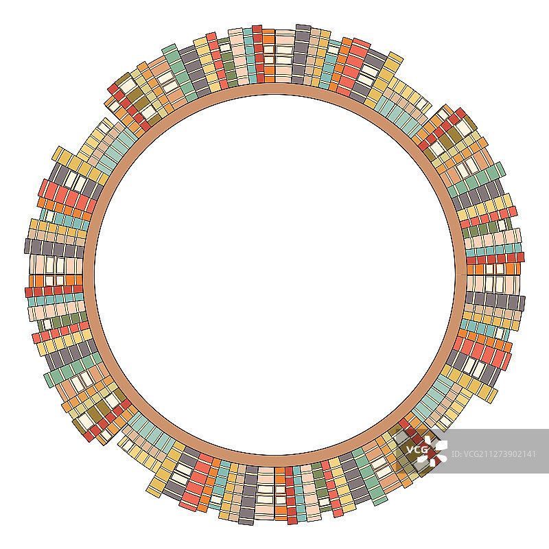 圆形边框书架彩色书籍图片素材