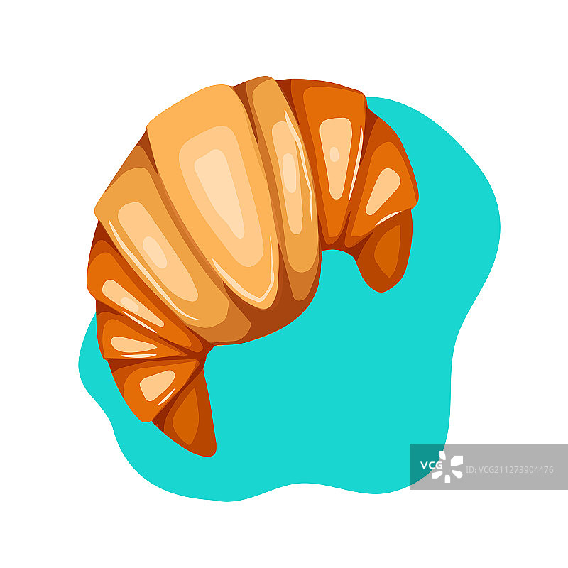 糖浆羊角面包俯视图涂鸦图片素材