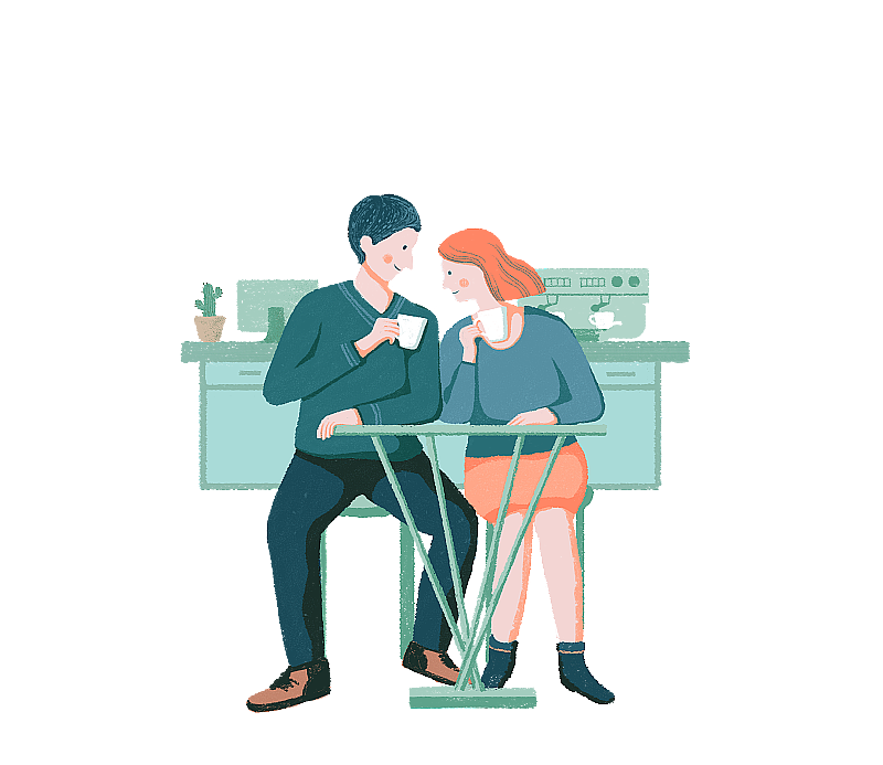 一对正在喝咖啡的情侣图片素材