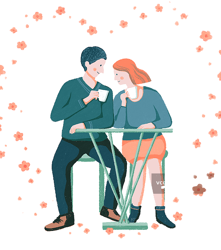 一对正在喝咖啡的情侣图片素材