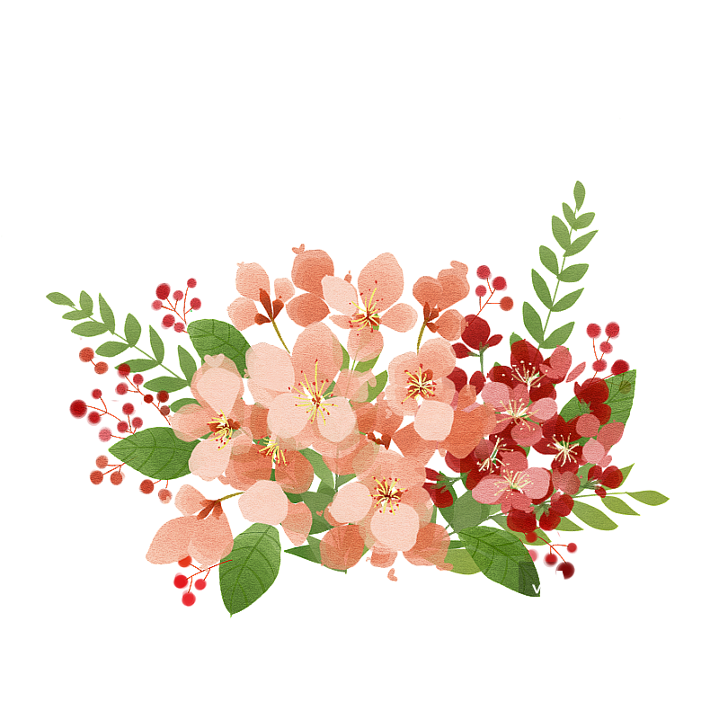 一簇植物花卉的水彩手绘插画图片素材