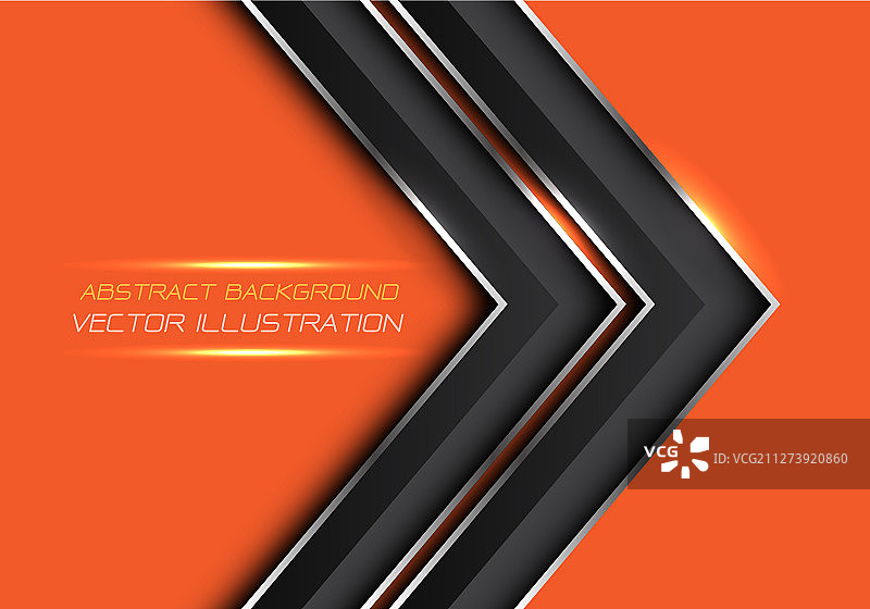 橙色背景上的抽象黑色银色双箭头设计图片素材