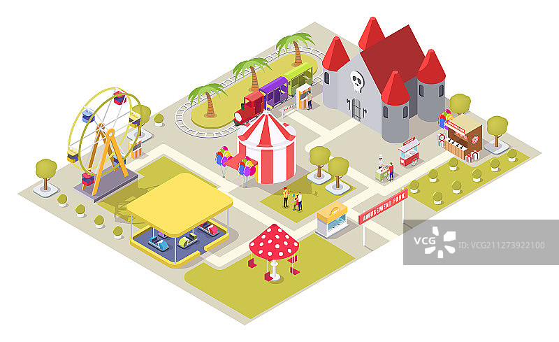扁平风格的游乐园设施图片素材