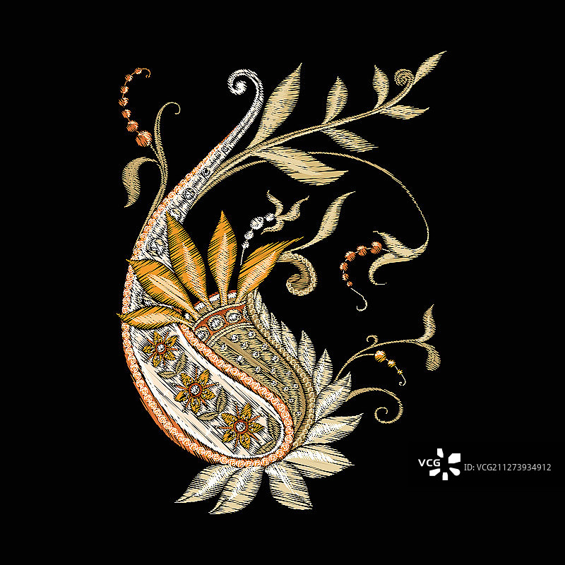 传统佩斯利花卉图案图片素材