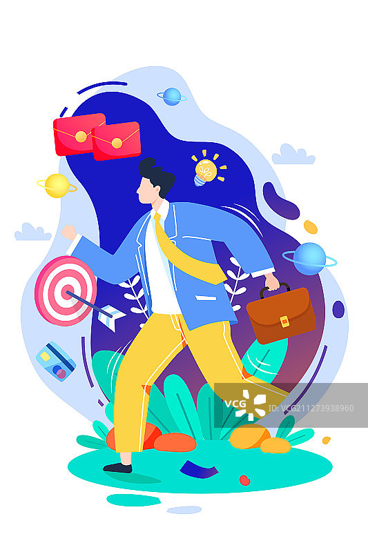 卡通购物街红包抽奖互联网金融办公背景矢量插画图片素材