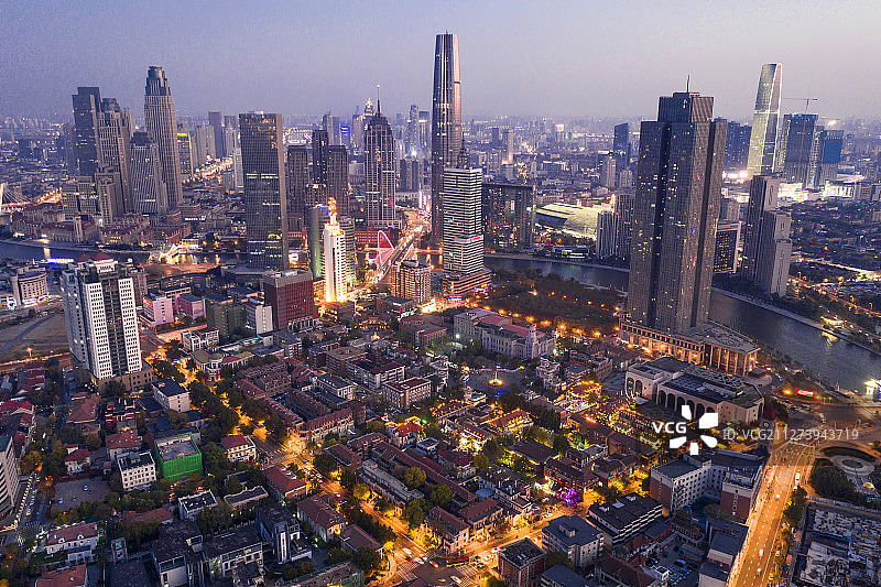 天津 海河 意式风情区 航拍图片素材