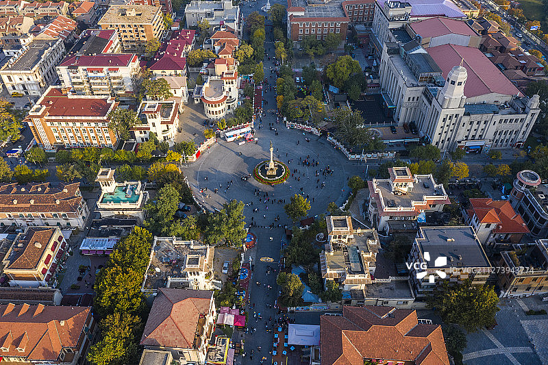 天津 海河 意式风情区 马可波罗广场 航拍图片素材