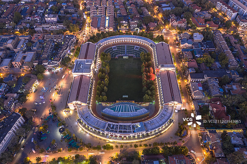 天津 五大道风情旅游区 民园广场 天津市民国体育场 航拍图片素材