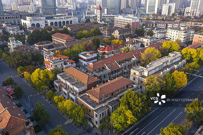 天津 意式风情区 历史风貌建筑群 航拍图片素材