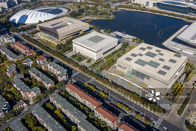 天津市 文化中心 博物馆 美术馆 图书馆 大剧院 航拍图片素材