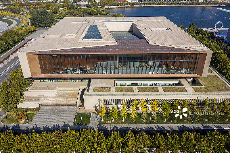 天津市 文化中心  天津博物馆  航拍图片素材
