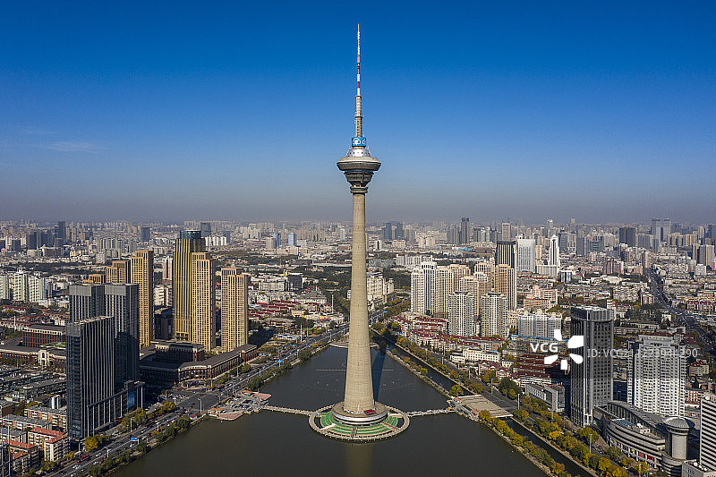 天塔湖 天津广播电视塔 航拍图片素材