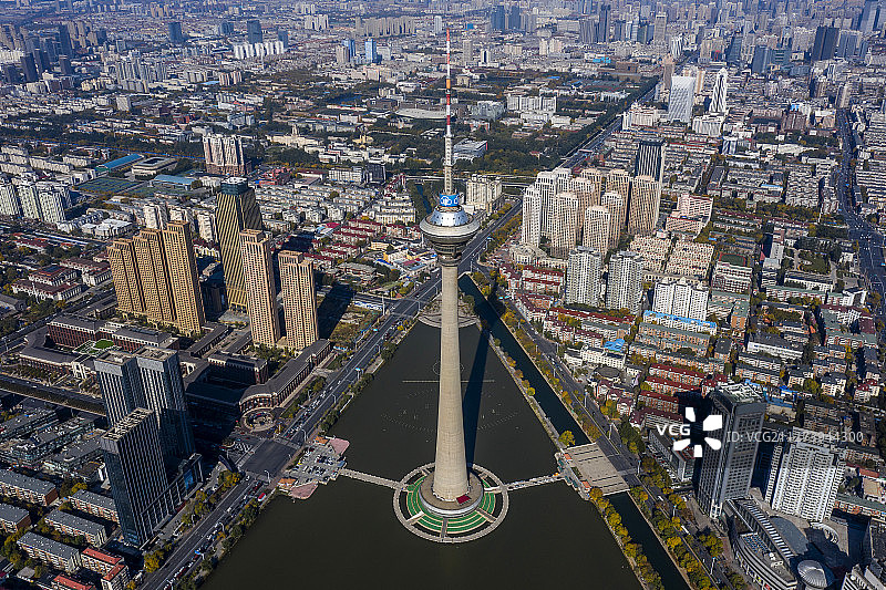 天塔湖 天津广播电视塔 航拍图片素材