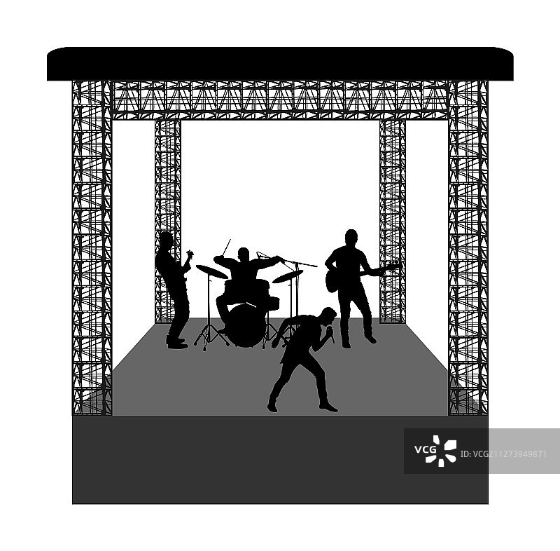 舞台上的摇滚乐队剪影图片素材