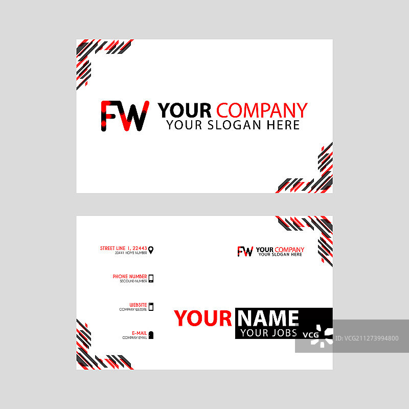 带有FW标志的现代商务名片模板图片素材