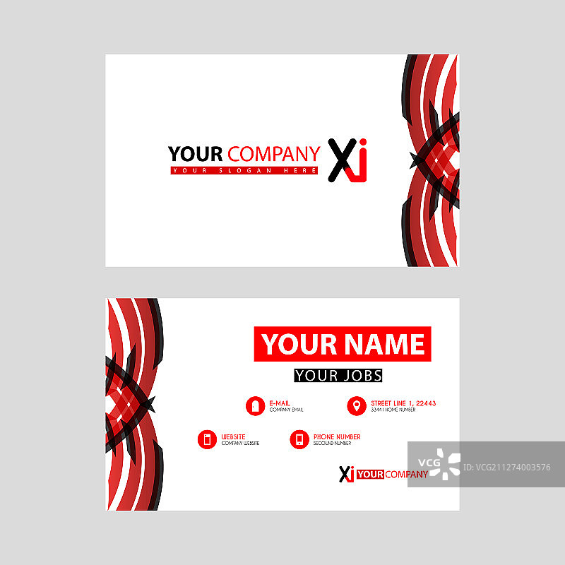 黑红色名片模板，带A图片素材