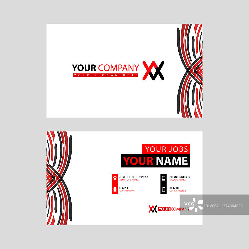 黑红色名片模板，带A图片素材