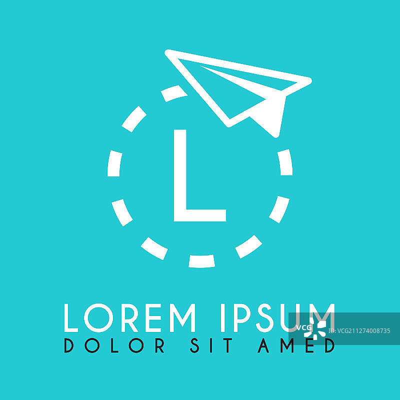 带有字母L的白色纸飞机logo图片素材
