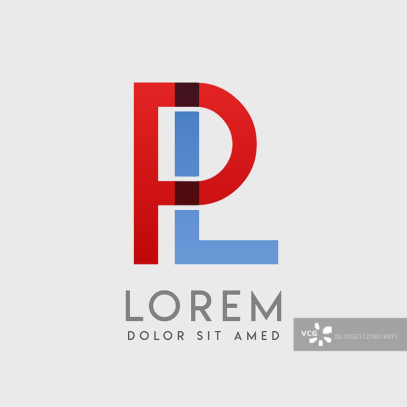 PL标志蓝色和红色渐变图片素材