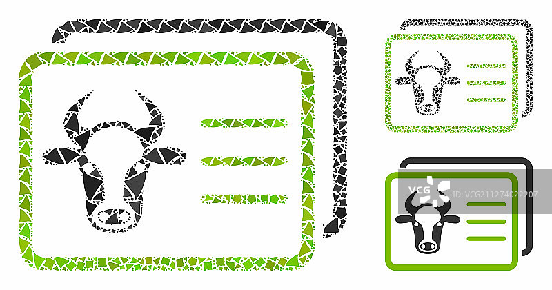 奶牛图案卡片组合图标图片素材