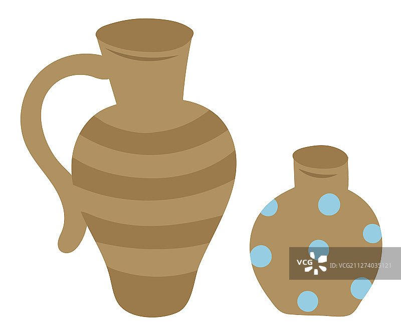 陶器符号：孤立的粘土罐和花瓶图片素材