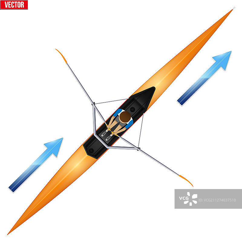 赛艇外壳和单人赛艇运动员图片素材