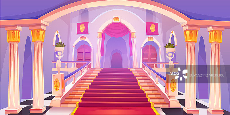 宫殿入口的城堡楼梯向上延伸图片素材