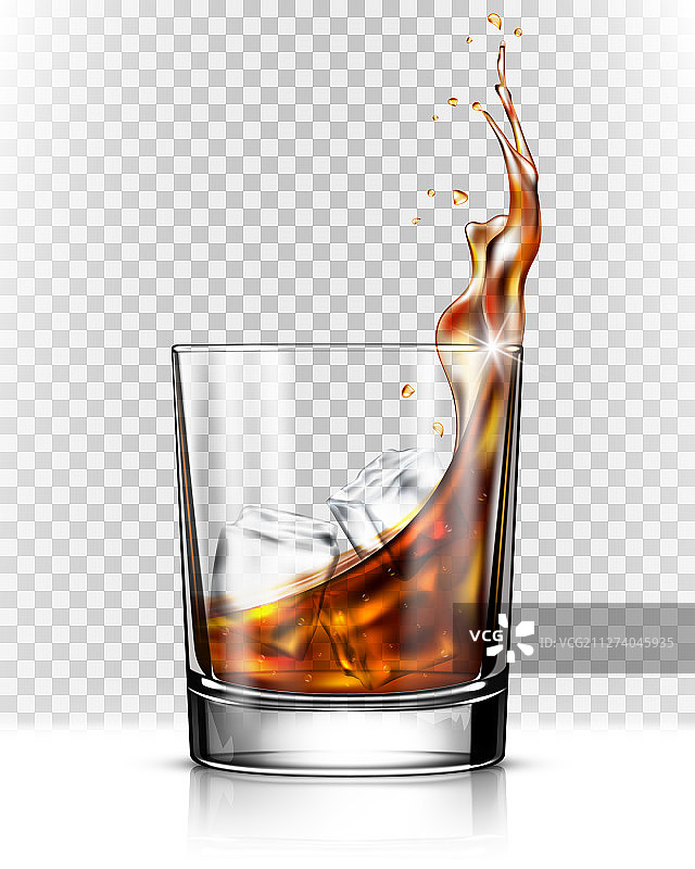 威士忌飞溅出玻璃杯图片素材