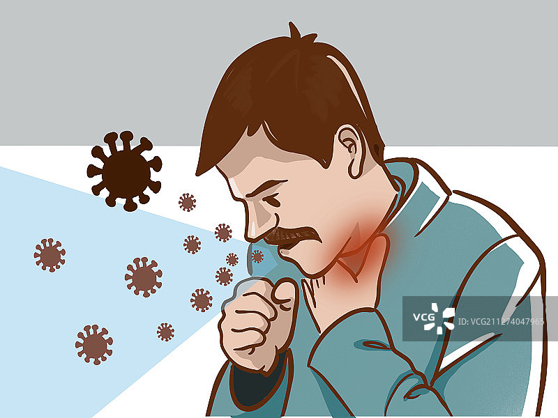 咽喉红肿咳嗽传播病菌的男人图片素材