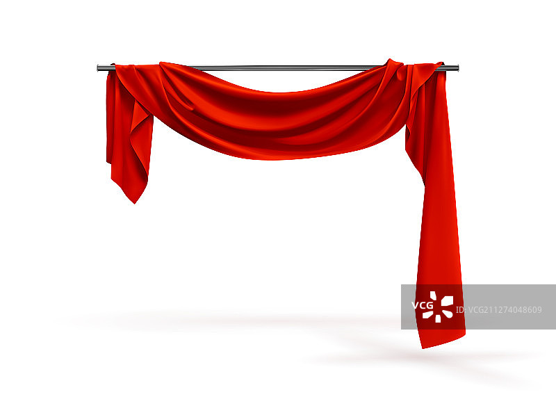 白色背景上的逼真红色窗帘图片素材
