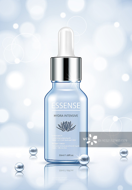 逼真3D化妆品广告模板浅蓝色图片素材