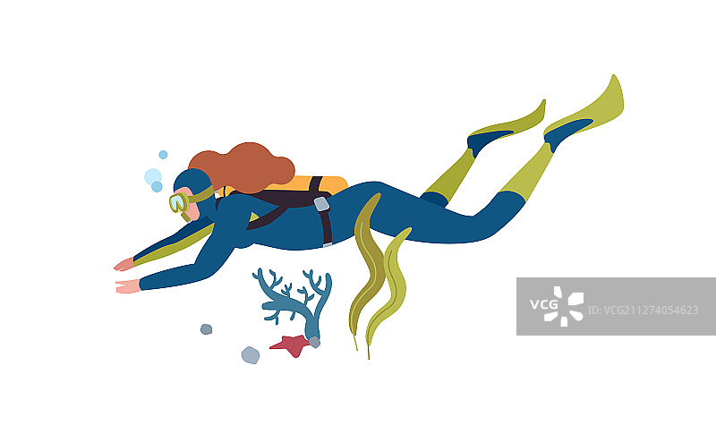 水下潜水扁平年轻人图片素材