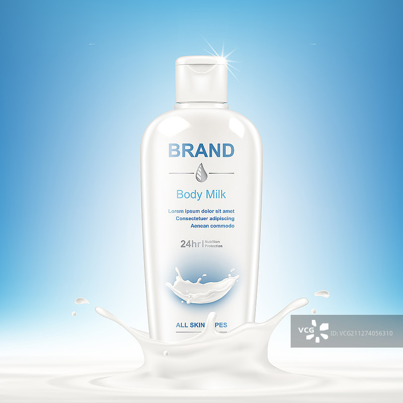 逼真化妆品瓶和抽象飞溅图片素材