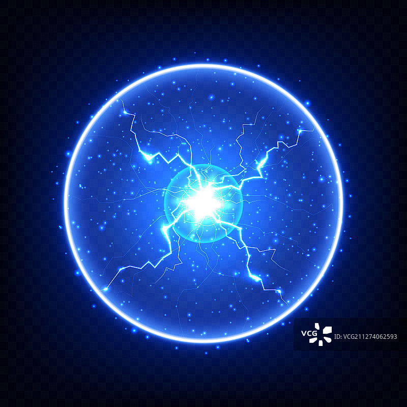 抽象的带电元素发光球状闪电图片素材
