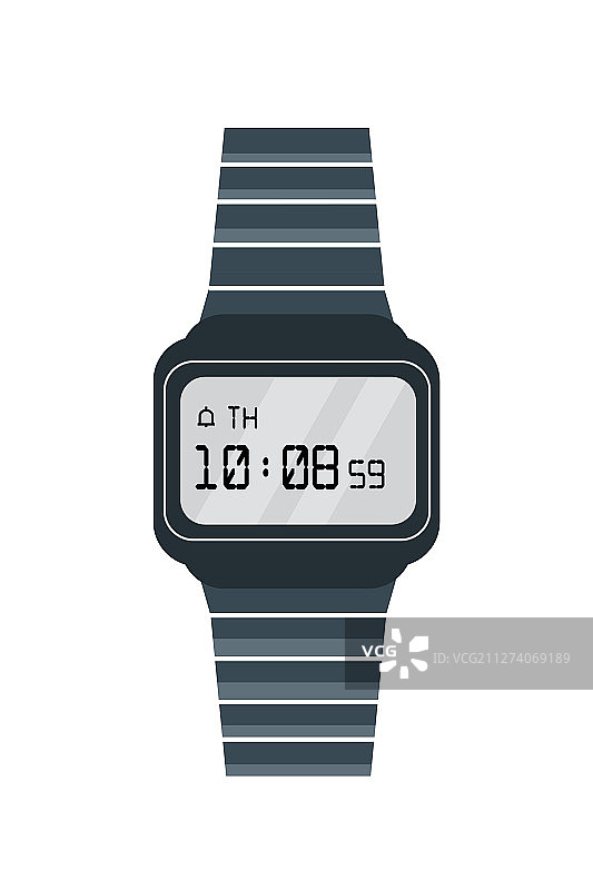 老式电子手表扁平风格图片素材