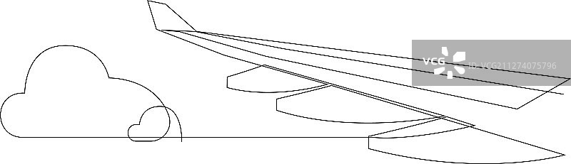 飞机与云朵单线飞行图片素材