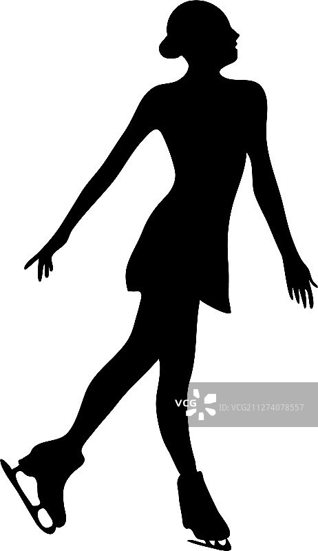 女孩花样滑冰剪影图片素材