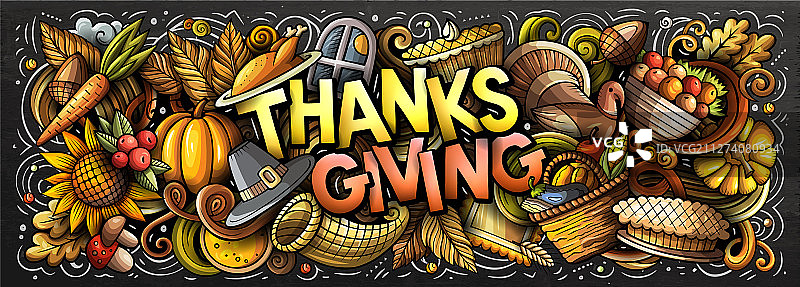 手绘卡通涂鸦感恩节快乐图片素材