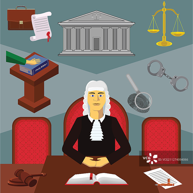 彩色剪贴画信息图法官图片素材