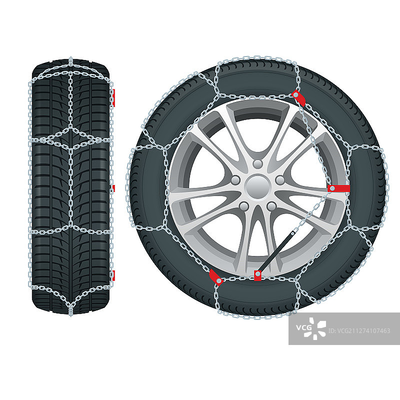 轮胎上的防滑链图片素材