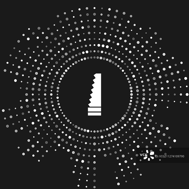 灰色背景上孤立的白色园林锯图标图片素材