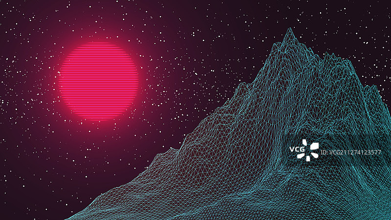 粉色合成波虚拟3D景观背景图片素材